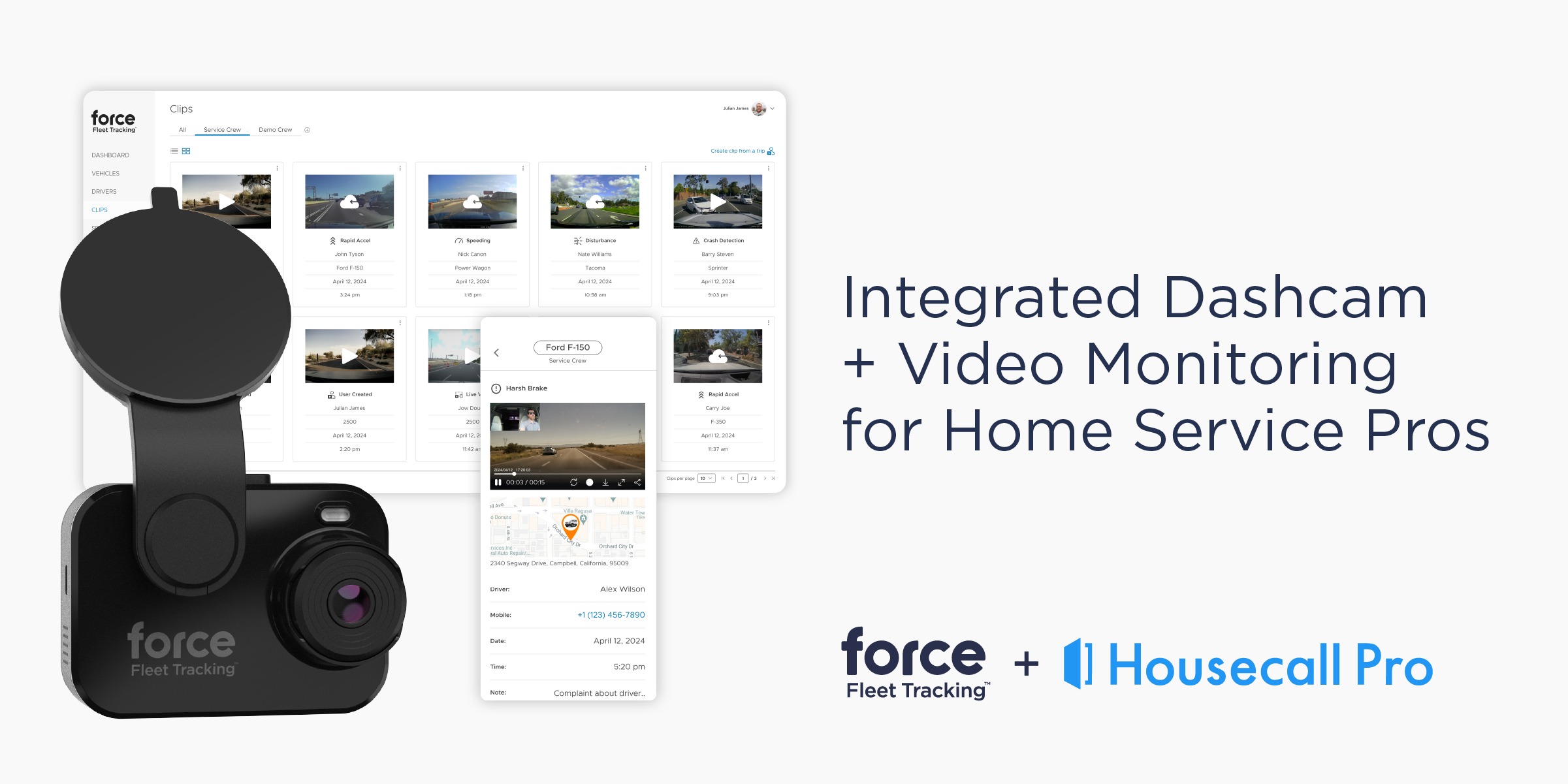 Force Fleet Tracking and Housecall Pro Introduce New Dashcam &amp; Integrated Video Telematics Service for Business Fleets